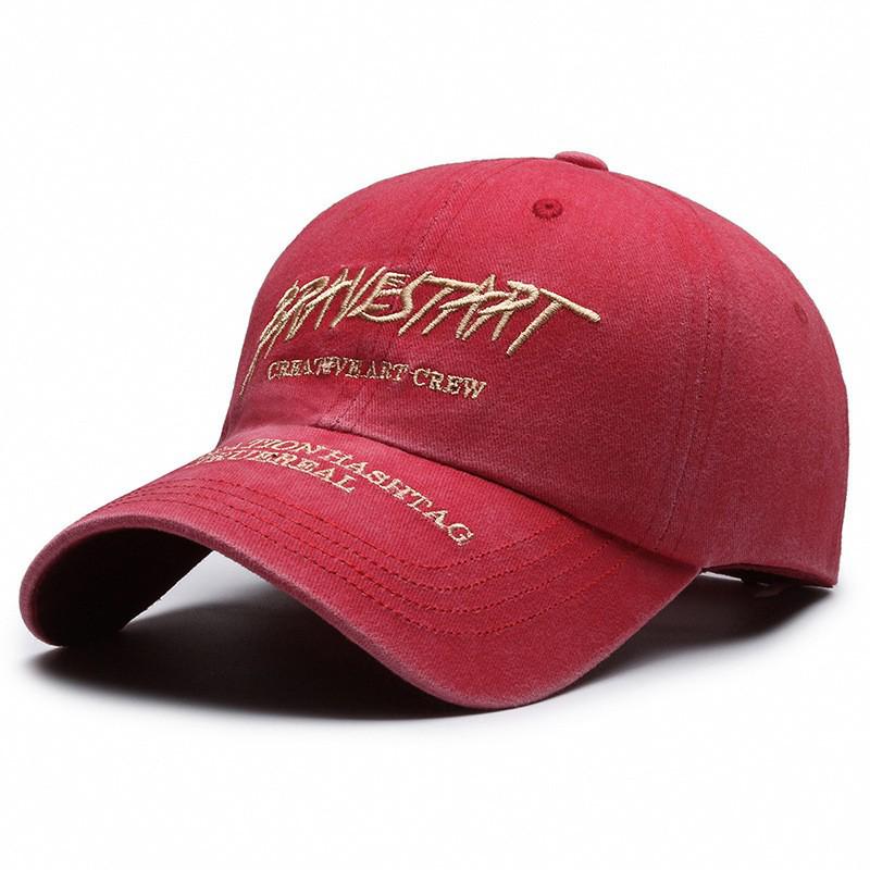 Unisex Distressed Embroidered Cotton Baseball Cap with Soft Brim for Sun Protection