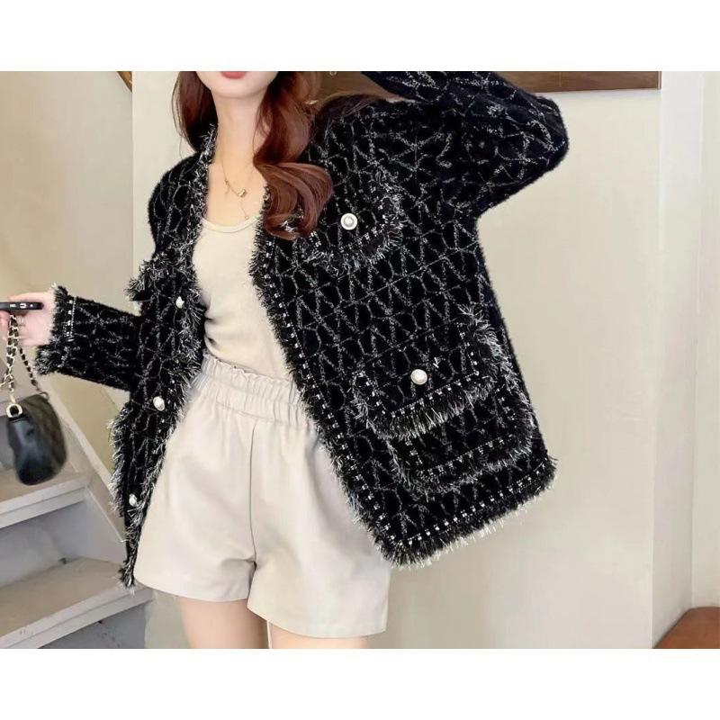Autumn and winter new sweet imitation mink knitted cardigan women's fashion age-reducing soft waxy sweater jacket