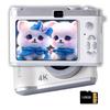 4K Digital Compact Camera with 128GB Micro SD 48MP HD Front and Back 1080P Video AF 8x Digital Lightweight and Ideal for and More Camera, Card,