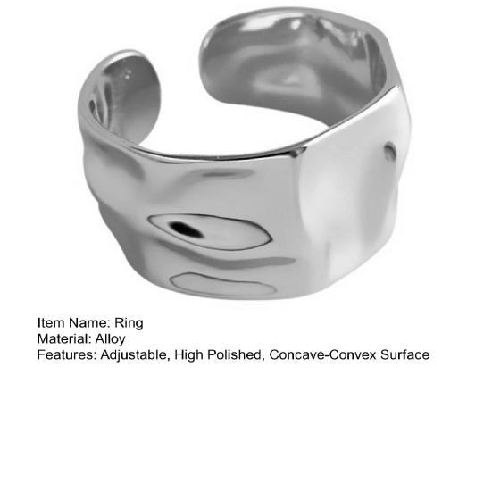 Finger Band Adjustable Opening Personality Polishing Neutral Style Decoration Solid Color Women Irregular Wavy
