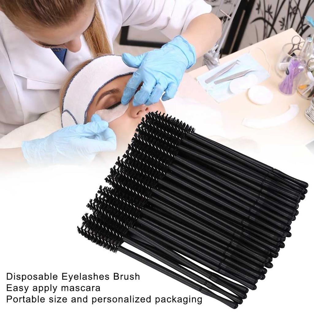 100pcs Disposable Eyelash Brush Mascara Wands Applicator Makeup Brush SetBlack