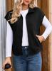 Women's Autumn Turn-Down Collar Zipper Sleeveless Waffle Pocket Oversized Sweatshirt