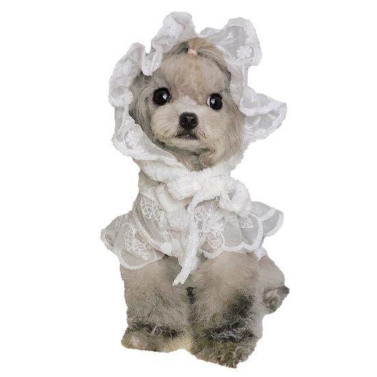 

Pet Hat Breathable Good-looking Round Neck Puppy Lace Skirt for Dog Supplies L белый
