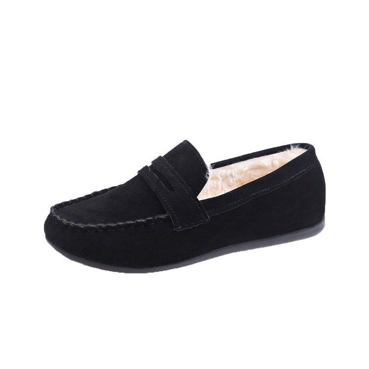 Cotton Shoes Women's New Flat Bottomed Bean Shoes with Velvet Women's Cotton Shoes Butterfly Knot Women's Shoes
