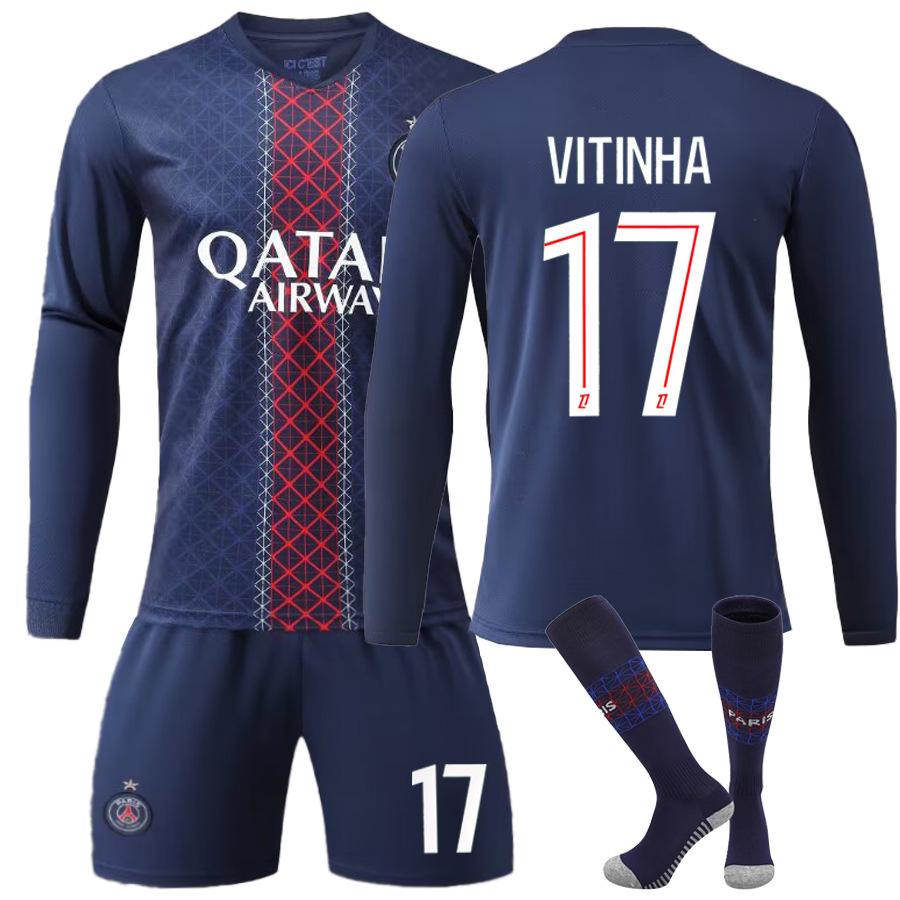 

Paris Home Long Sleeve Jersey: #7 Kvaratskhelia, #10 Dembélé, #29 Barcola. XXXL