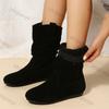 Women Flat Mid-calf Suede Ankle Boots Platform West Cowboy Shoes Round Toe Boot 2025 Autumn Designer Ladies Suede Botas De Mujer