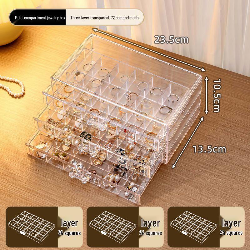 Multi-Layer Transparent Jewelry Storage Box for Rings, Earrings, Necklaces, and Bracelets