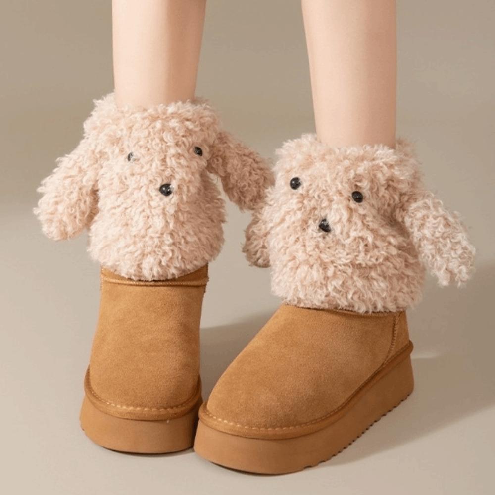 

Cute Y2K Puppy Leg Warmers JK Lolita Dog Ears Foot Cover Warm Wind Protection Boots Cover Women One Size кавовий