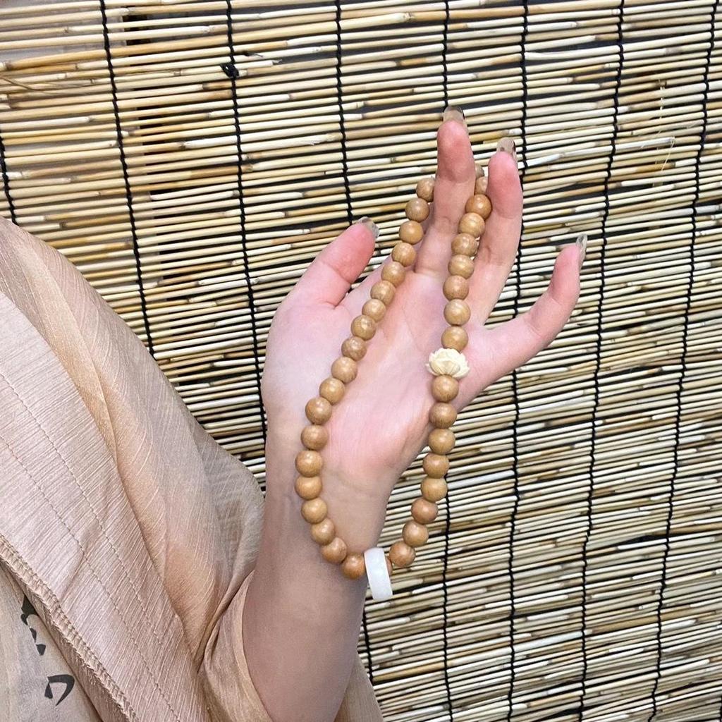 Chinese-Style Natural Peach Wood Double Circle Bracelet - Versatile Wenwan Accessory for Women & Couples.