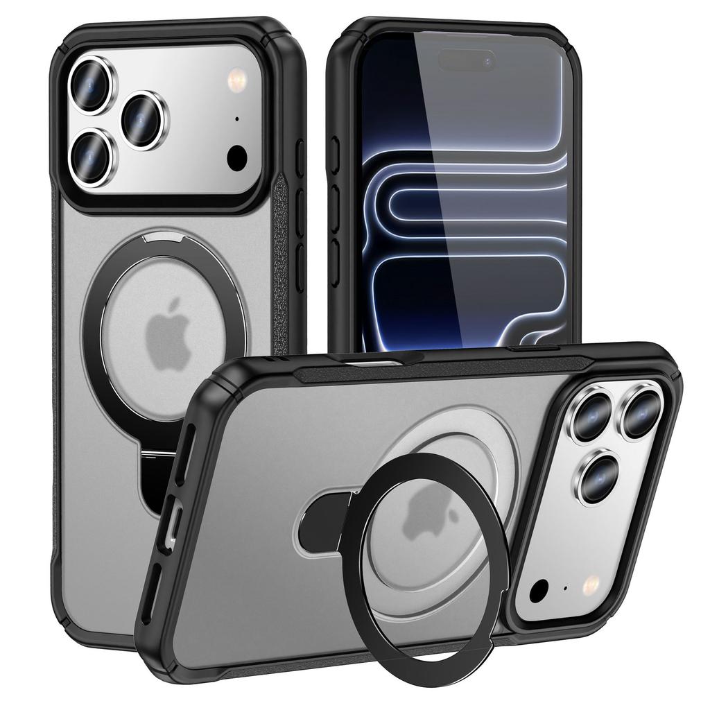 Applicable to iphone17PROMAX mobile phone case metal magnetic suction bracket four corners anti-drop high-end PC protective case