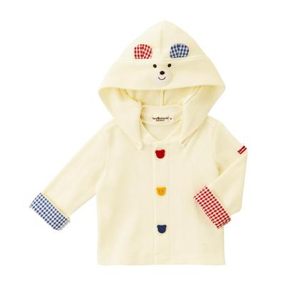 MIKIHOUSE HOT BISCUITS Kapuzenpullover, Jungen und Mädchen, Kinderbekleidung, Elfenbein, Größe S (70-80cm), 73-3705-490