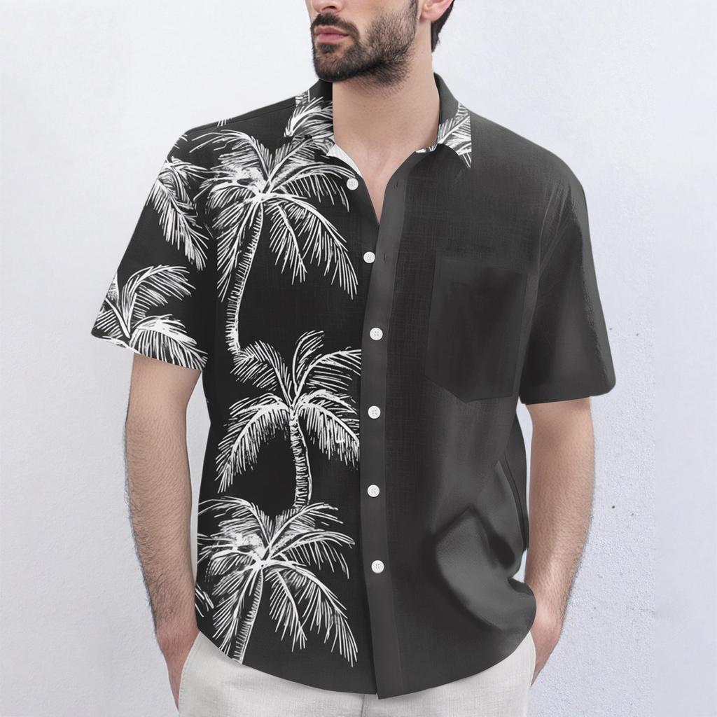 Men's Fashionable, Casual, Loose Short-sleeved Shirt With A Lapel And Comfortable Button Top