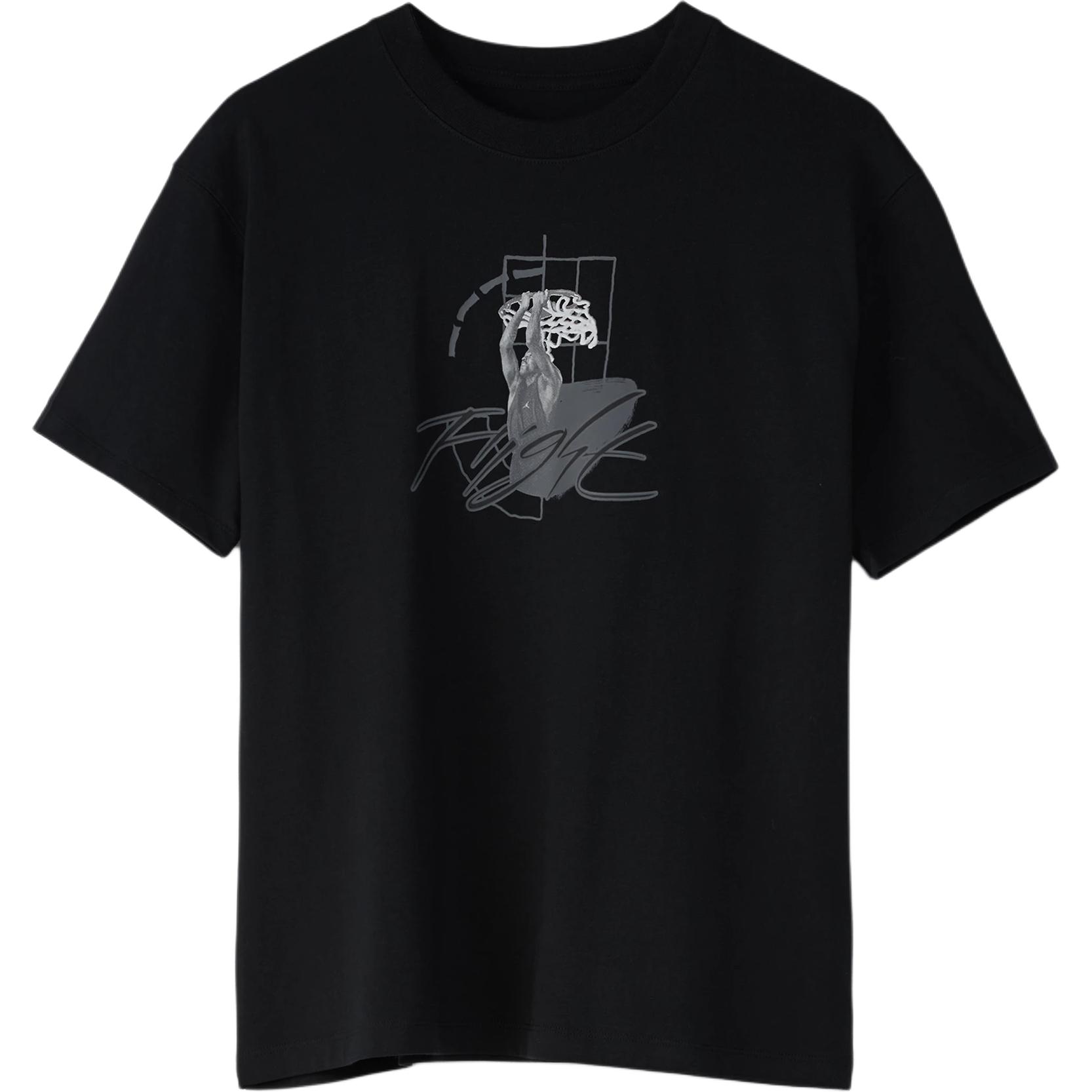 

Jordan Логотип Графическая Рубчатая Футболка с Круглым Вырезом Свободного Кроя с Коротким Рукавом Женские топы Черный FD7244-010 S