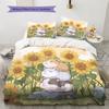 Watercolor Sunflower Pattern Bedding Quilt Set  Home Decoration  Gift (1 * duvet cover + 2 * pillowcase  without core)