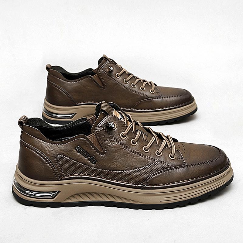 Fashion Designer Brand Men Genuine Leather Outdoor Oxford Shoe Antiskid Wear-Resistant Vulcanized Shoe Comfy Casual Lace-Up Running Shoe