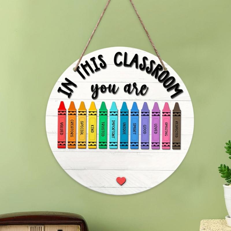 Wooden Door Sign Easy Installation No Tool Need Welcome Sign Teacher Hanging Plaque For Classroom School Wall Decors