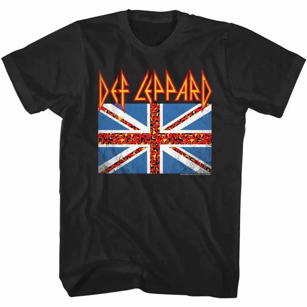 Def Leppard Leopard British Flag Men s T Shirt S