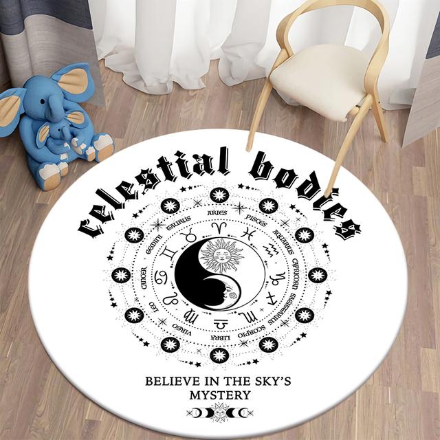 Boho Style Round Carpet Floor Mat Living Room Carpet Polyester Carpet Mat Children 'S Room Decoration Room Decor Prayer Carpet