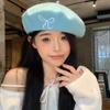 Stylish Korean Inspired Bow Embroidered Wool Beret Hat For Women Perfect For Fall And Winter Fashion