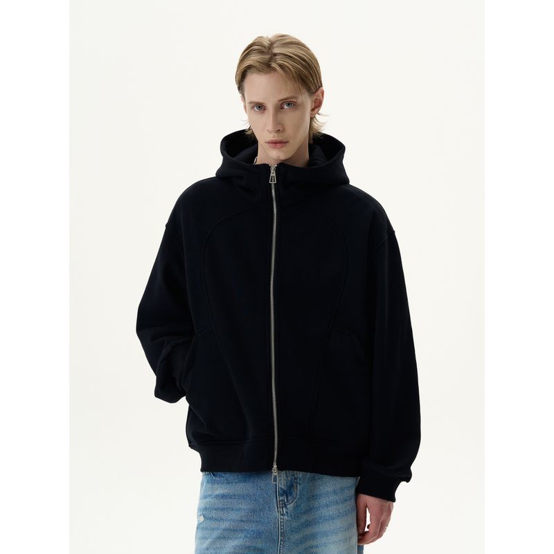 Kisko Trendy American-Style Heavyweight Double-Zipper Air Layer Hooded Sweatshirt for Men and Women with a Stylish Silhouette and Casual Fit