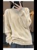 2024 Women's 100% Wool Half-High Collar Twist Sweater - Thick, Solid Color, Loose Fit, Slim Knit