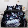 Wolf Duvet Cover Set Black White Wolf Yin and Yang Pattern Wild Animals Comforter Cover King Queen Size for Kid Boys Bedding Set