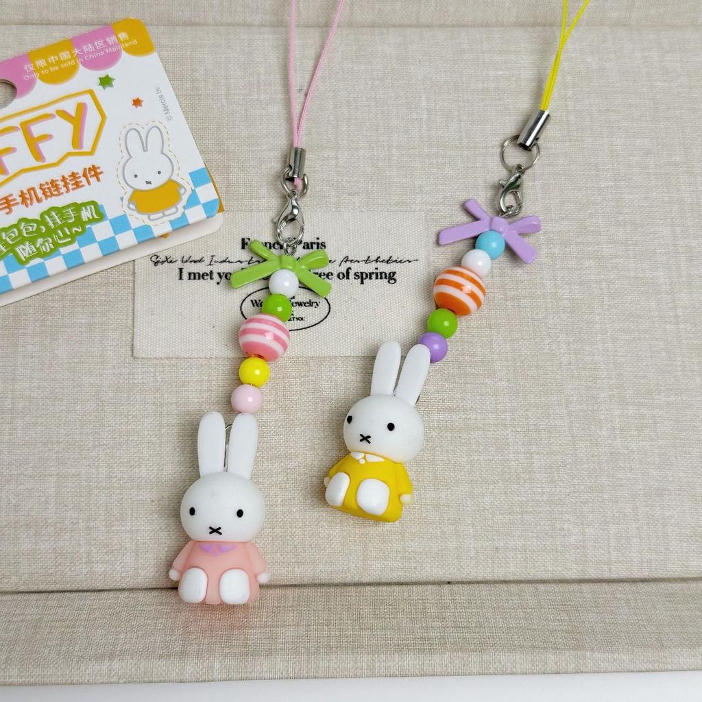 Kawaii Anime Miffy Keychain Cartoon Little Rabbit Bow Creative Keychain Bag Punk Style Bow Girl Gift