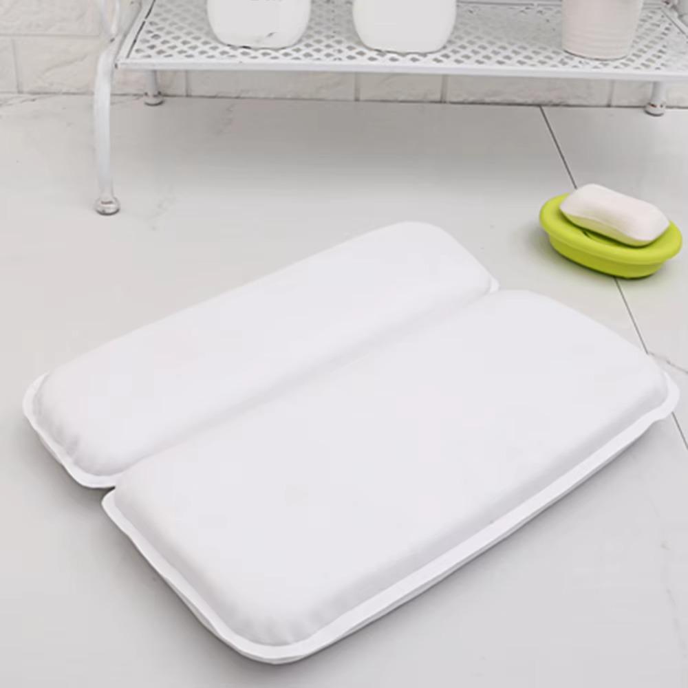 

Non-slip Suction Cup Bath Pillow 2-Panel Shoulder PU Foam Pillow Home Decor білий