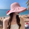 Summer New Hat Women's Solid Color Versatile Color Glue Bow Bucket Hat Outdoor Folding Sun Protection Cover