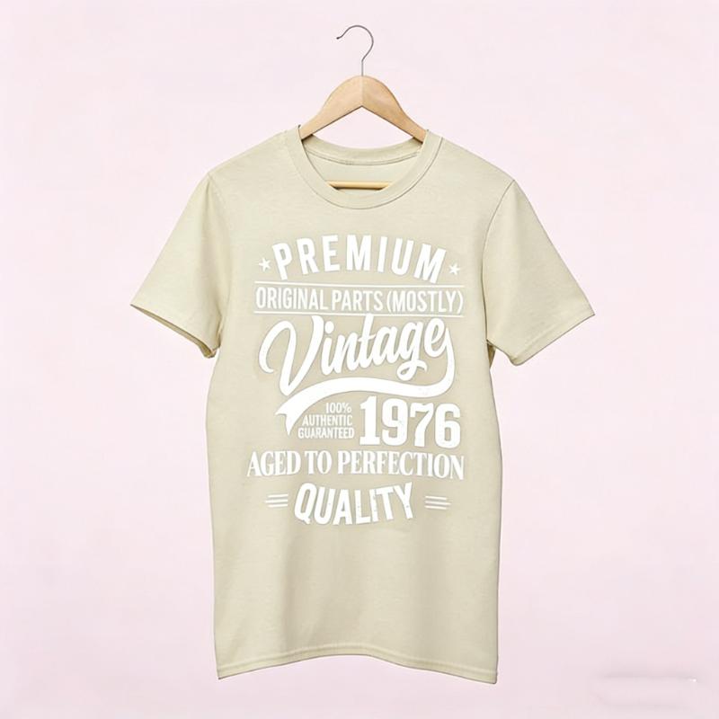1976 46th Birthday Tshirt Funny Vintage Parts Gift Present for Him Her Idea Printed Tshirt Tops Allmatch Casual Shortsleev