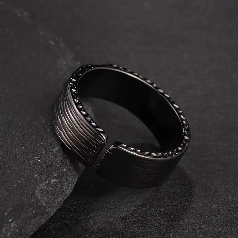 Personlity Adjustable Ring Male Copper Jewelry Opening Size Popular Gold Black Collision Lava Ring For Men Anniversaty Gift
