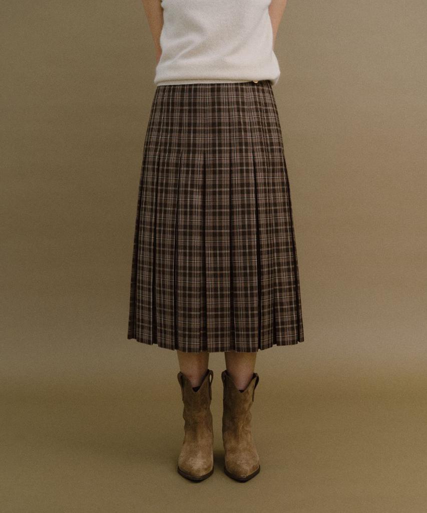 Howaseu Scarlet Pleats Skirt (Brown)