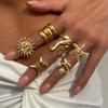 Vintage Boho Shell Pearl Starfish Open Rings For Women New Trendy Gold Color Irregular Geometric Knuckle Ring Party Jewelry Gift