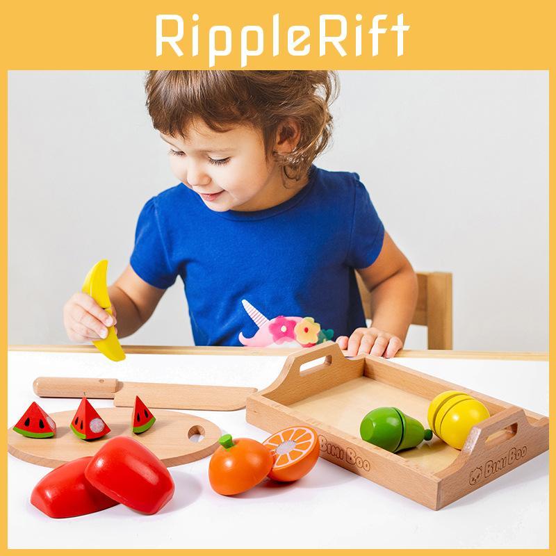 Wooden Vegetable Fruit Playset Kids Magnetic Cutting Hand Eye Coordination