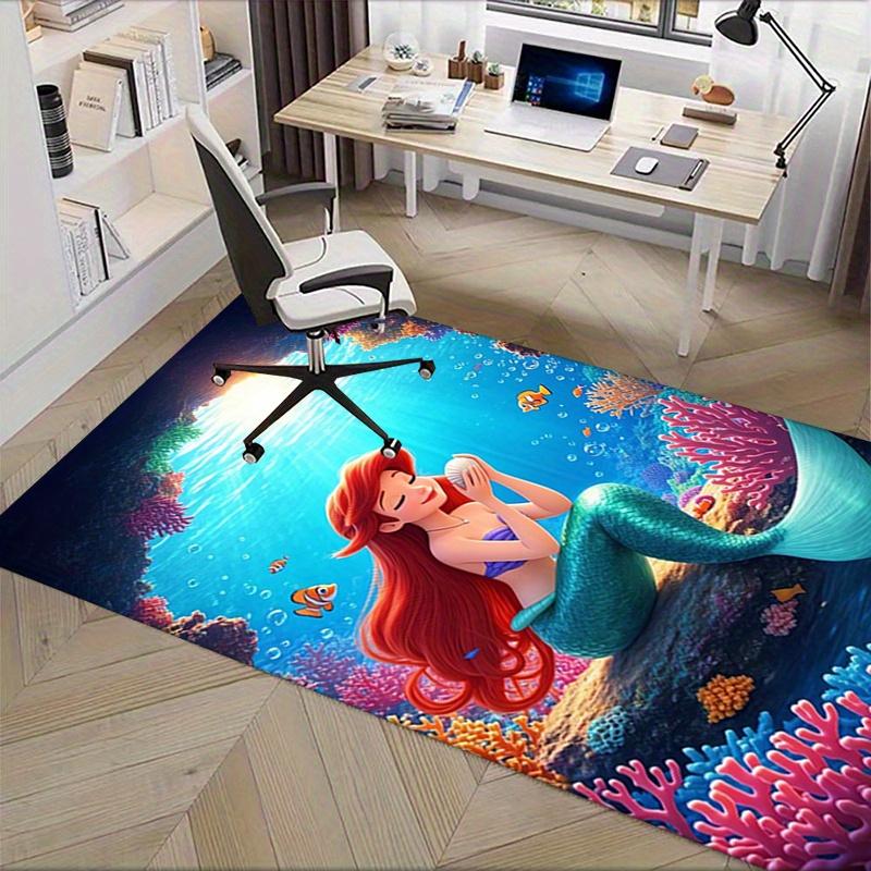 Office Rug Mermaid, Underwater theme 3D Printed Anti-Slip Rug-Machine Washable for Living Room