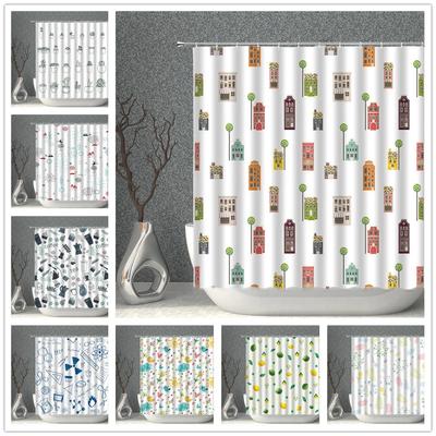 Colour Cartoon Shower Curtain White Print Waterproof Polyester Cloth Bath Curtains With Hooks Multi-size Bathroom Screen Decor