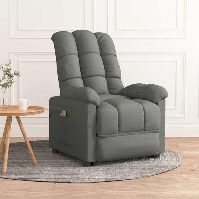 Maison Exclusive - Fauteuil électrique de massage Gris foncé Tissu