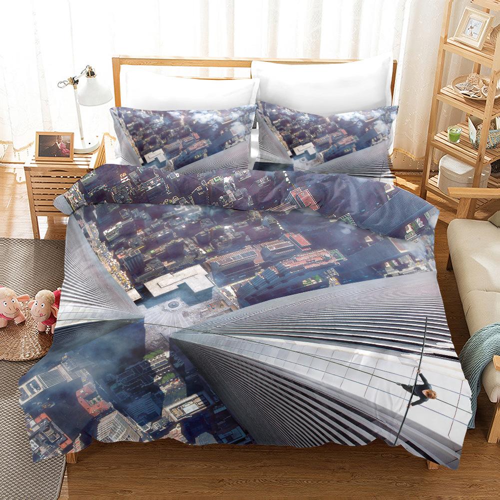 Doomsday Duvet Cover Statue of Liberty Eiffel Tower Bedding Set Polyester World Disaster Theme Comforter Cover for Boy Teen King