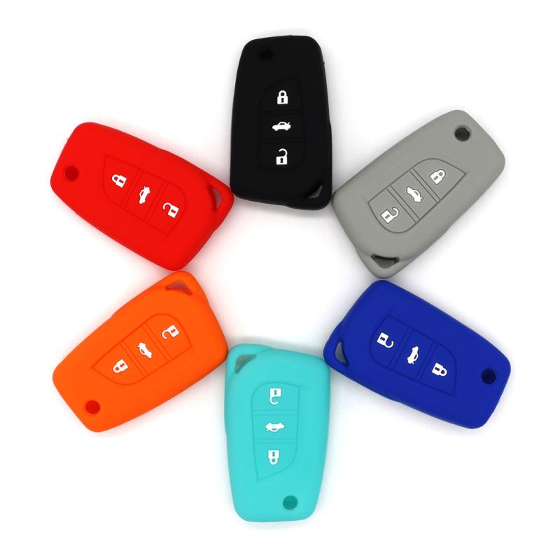 Fall-proof key cover, suitable for Toyota RV4, Rongfangguan, Ruizhi, Carola, Linc, folding type, 3-buckle silicone key bag