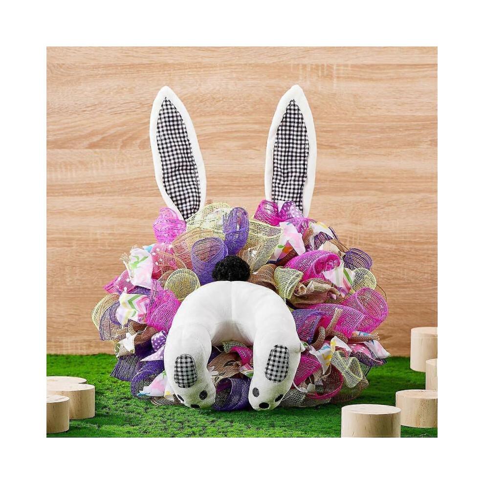 Easter Bunny Wreath Attachment, Bunny Butts for Wreath, Easter Bunny Butts Wreath Kit Door Decoration, Easter Wreath Attachment with Thief Rabbit Ears