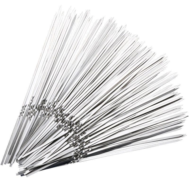 5/10Pcs Stainless Steel Barbecue Skewer Reusable BBQ Skewers with Storage Tube BBQ Needle Stick for Outdoor Camping Picnic Tool