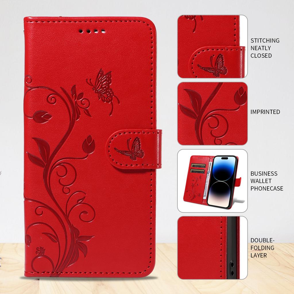 For iPhone 17 Pro PU Leather Cases Flower Pattern Wallet Stand Phone Cover with Strap