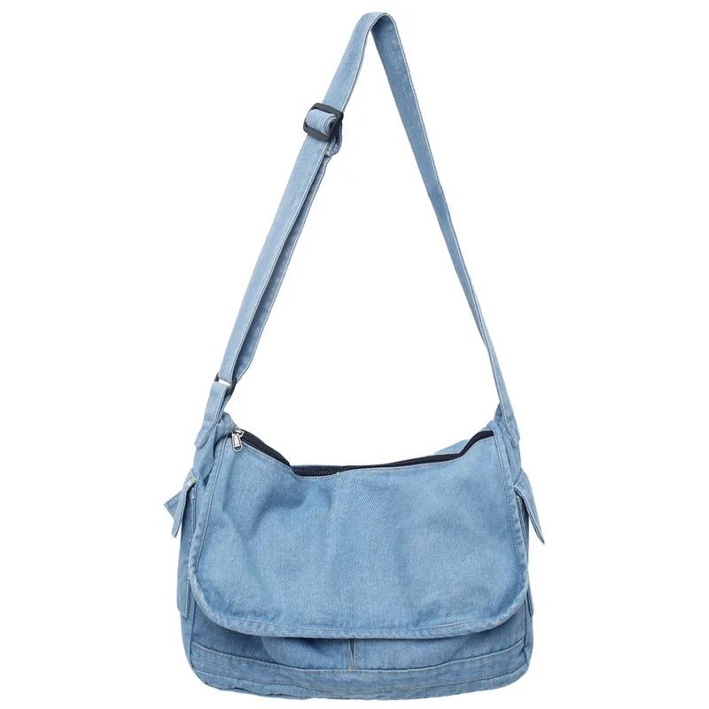 Frühling 2026 Neue Verpackung Große Kapazität Denim-Satchels Fauler Stil Canvas Damen-Schultertaschen Einfache Crossbody-Taschen Herren-Messenger