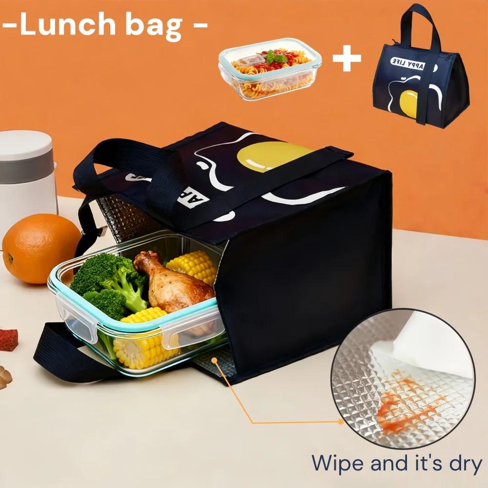 Hitzebeständige Glas-Lunchbox für Mikrowelle, Meal Prep, Luftdichter Verschluss Lebensmittelaufbewahrungsbehälter, BPA-freie Schüssel für Zuhause/Büro