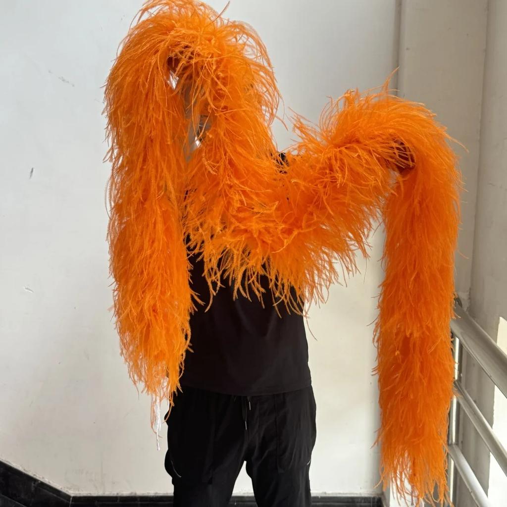 6/10 Layer Multicolor Ostrich Feather Boa 2Meters Fluffy Ostrich Plumes Shawl For Party Lady Dress Clothing Diy Decoration Scarf