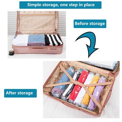 8 Pack Roll Up Compression Bags Vacuum Storage Bags Hand Roll Durable Space Saver Bags For Clothes Clothing Travel Accessories