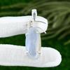925 Sterling Silver Oval Blue Lace Agate Stone Handmade Third Eye Chakra Pendant