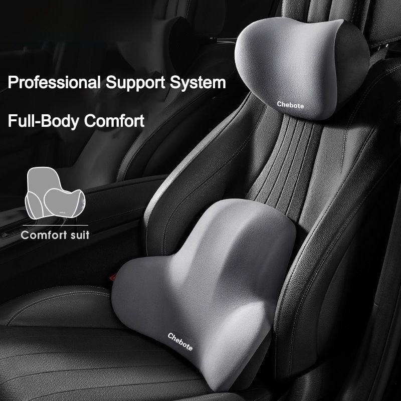 Car Headrest & Lumbar Support Cushion For Car Seat Car Pillow Car Memory Foam Seat Waist Cushion Back Cushion Set