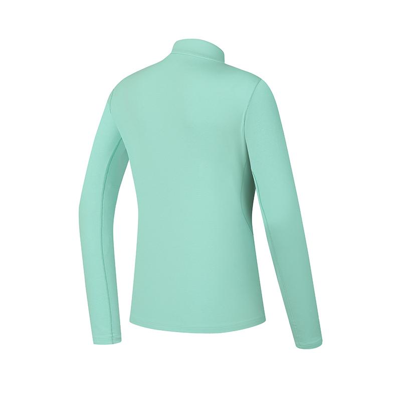 Fila Stand Collar Half Zip Knit Long Sleeve T-Shirt Women Tops Gray-Green A11W517203FGN