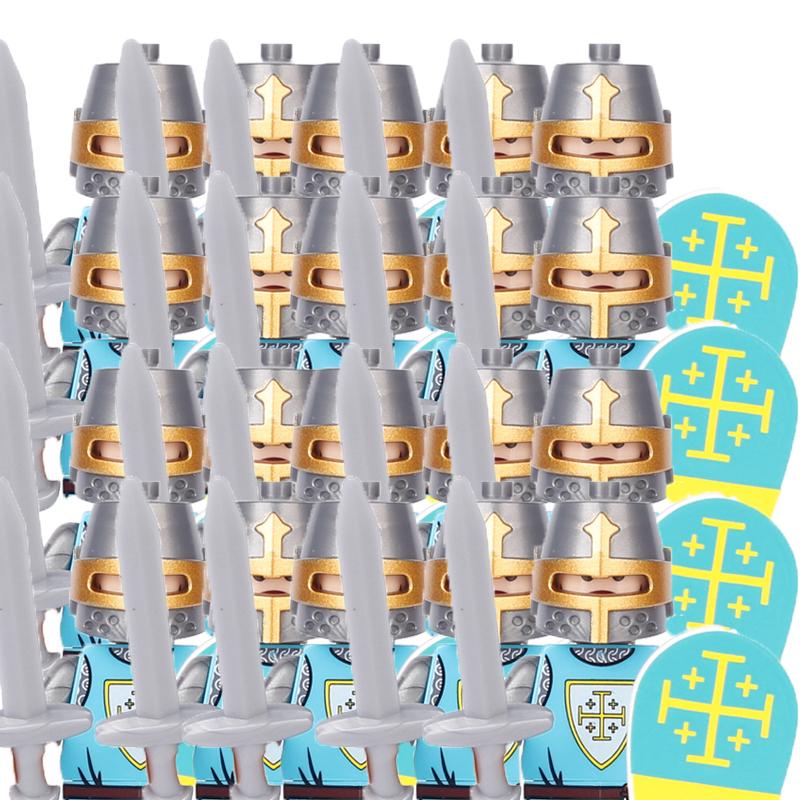 Military Building Blocks Medieval Solider Figures Gifts Toys Weapons Shield Holy Roman Saint Lazarus Jerusalem Knight Legion MOC